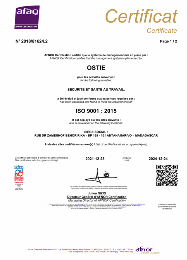 page 1 de l'ISO 9001